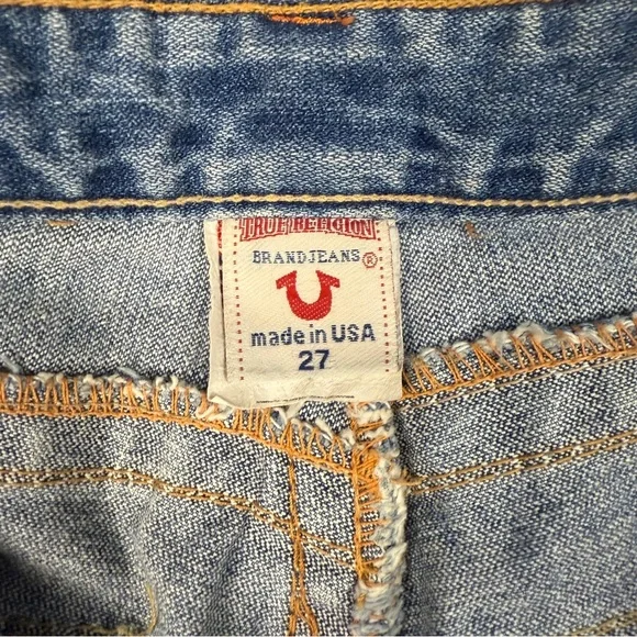 True Religion Low Rise Distressed Flare Jeans, Size 27 - Picture 6 of 7
